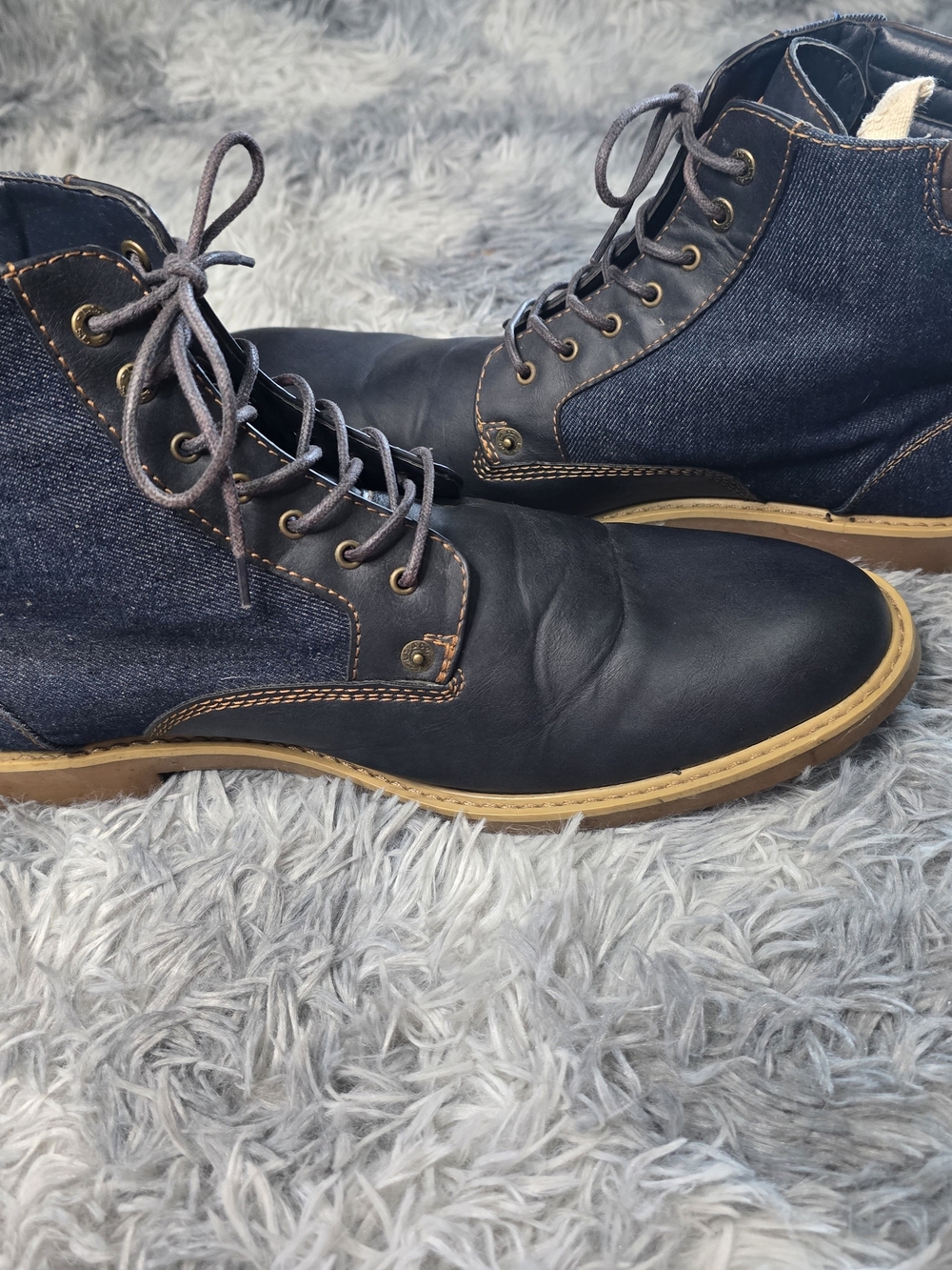 Levi's Men's Navy Denim and Leather Lace-Up Boots, Size 13 - Picture 5 of 9